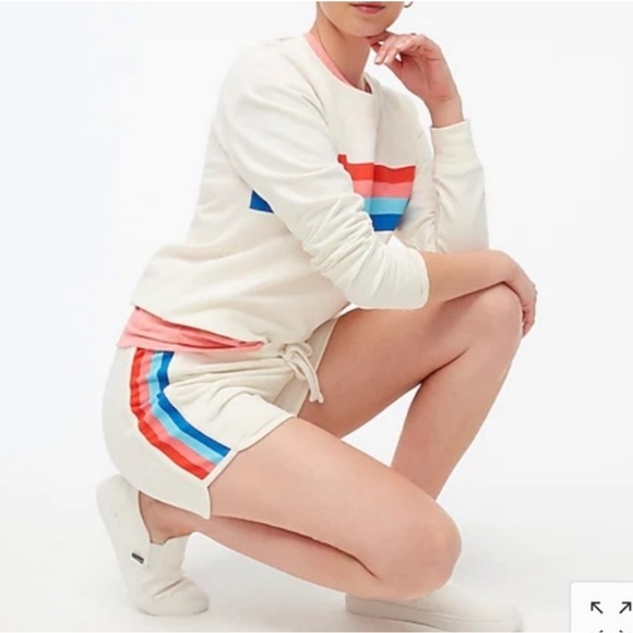 NWOT J. CREW FACTORY Retro Striped Beachy Crewneck Sweater and Shorts Set - Picture 1 of 15